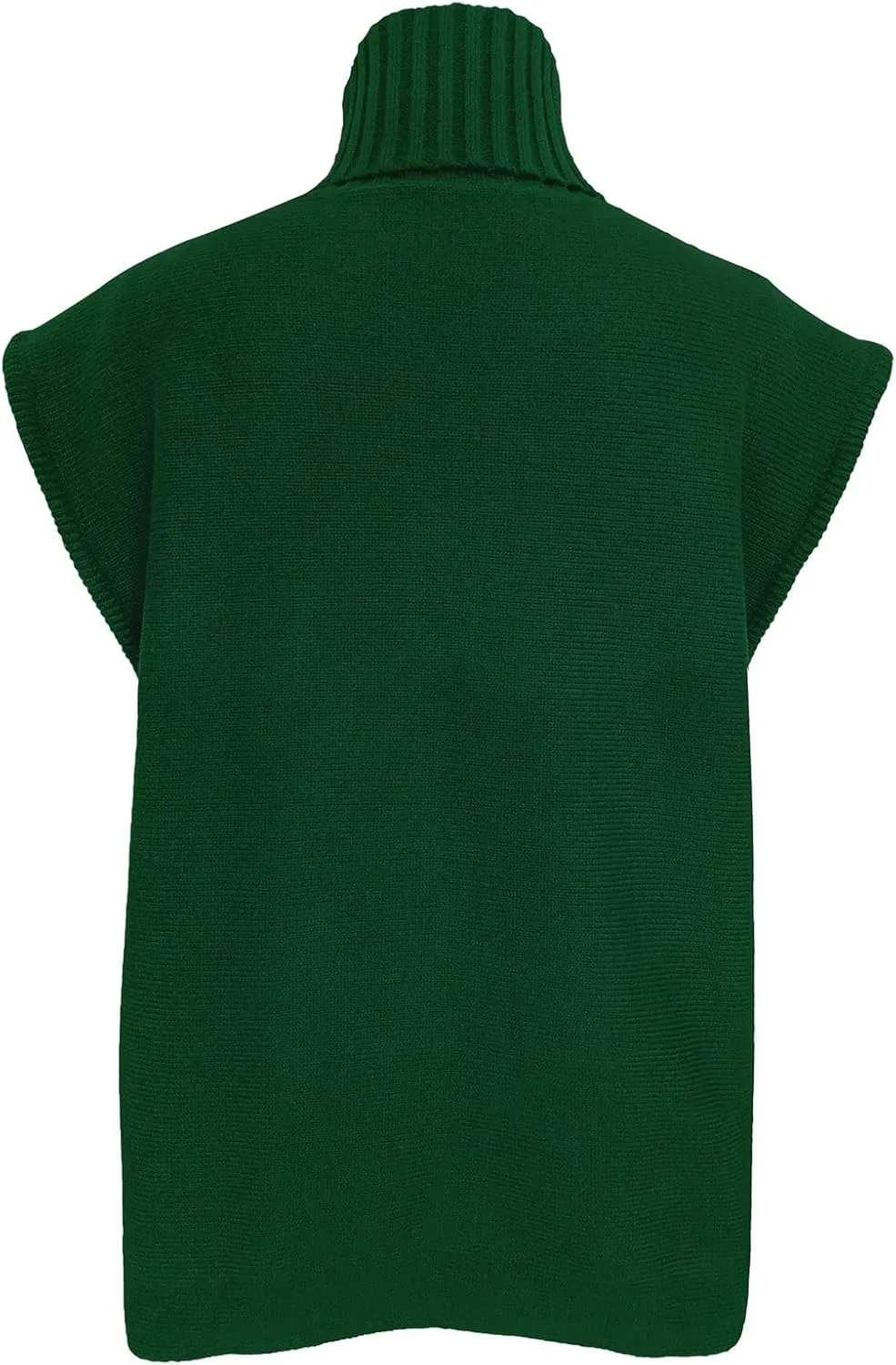 Women Vintage Turtleneck Sweater Vest Oversized Mock High Neck Knitted Gilet Casual Sleeveless Knitwear