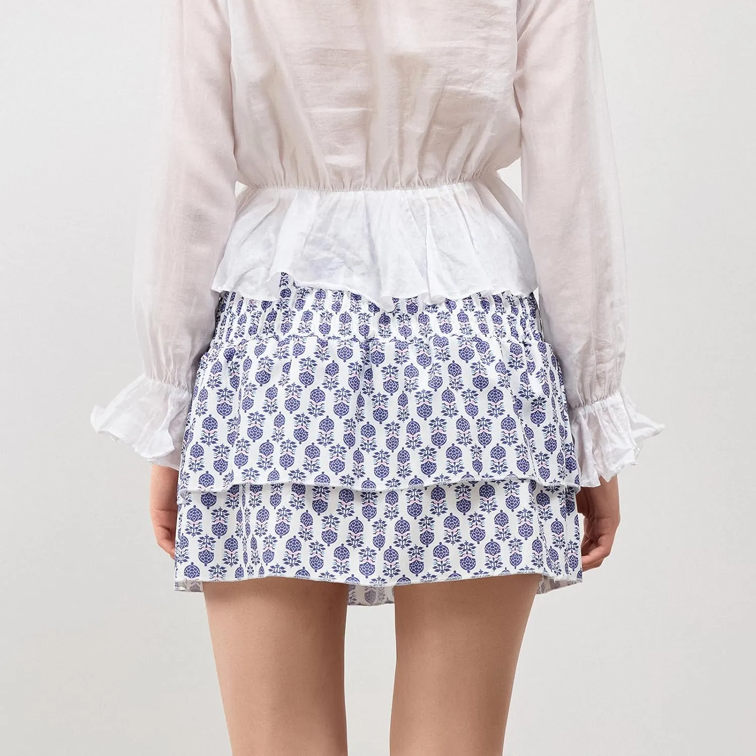 Women Y2K Floral Mini Skirts Lace Low Waist Pleated Ruffled Hem Layered Skirts Striped Beach Ruffle Short Skirts