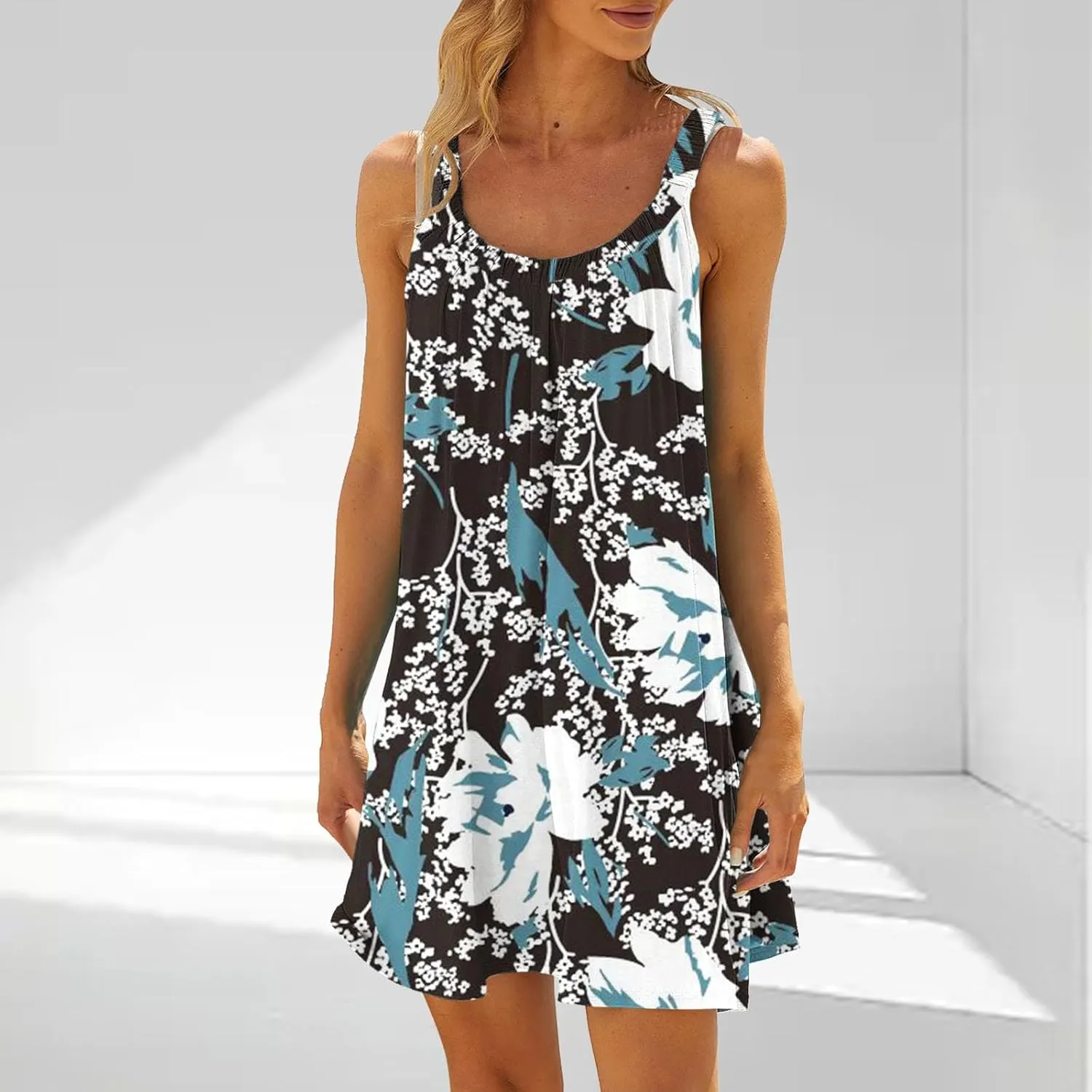 Womens Beach Dresses Loose Swimsuit Cover Ups Sleeveless Vacation Dresses Flowy Mini Dress Casual Dresses