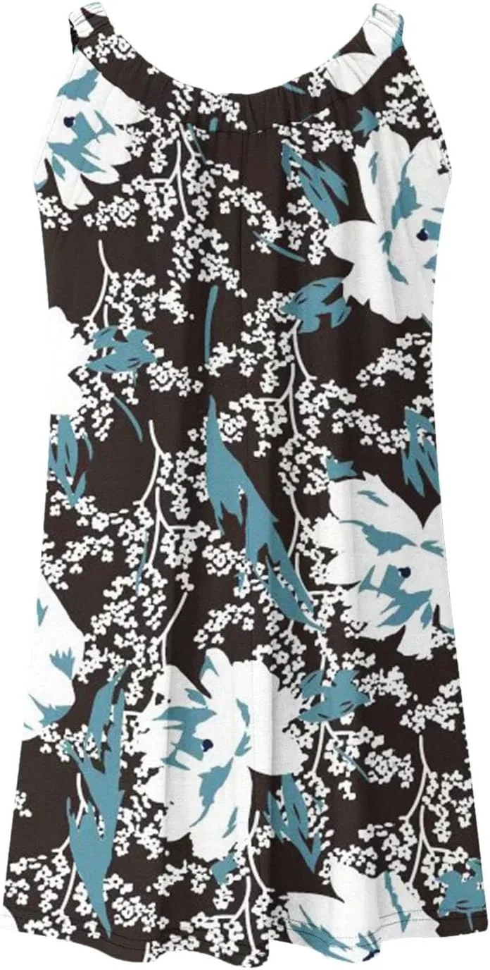 Womens Beach Dresses Loose Swimsuit Cover Ups Sleeveless Vacation Dresses Flowy Mini Dress Casual Dresses