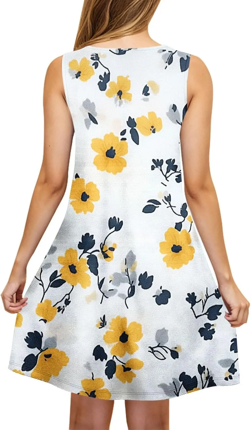 Women's Beach Dresses Loose Swimsuit Cover Ups Sleeveless Vacation Dresses Flowy Mini Dress Print Casual Dresses