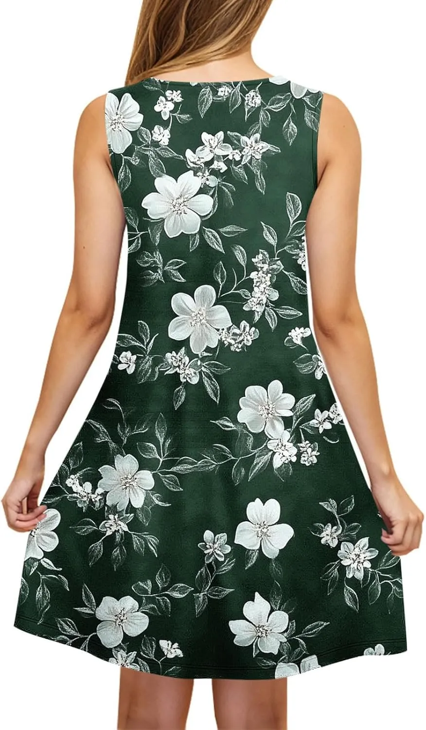 Women's Beach Dresses Loose Swimsuit Cover Ups Sleeveless Vacation Dresses Flowy Mini Dress Print Casual Dresses