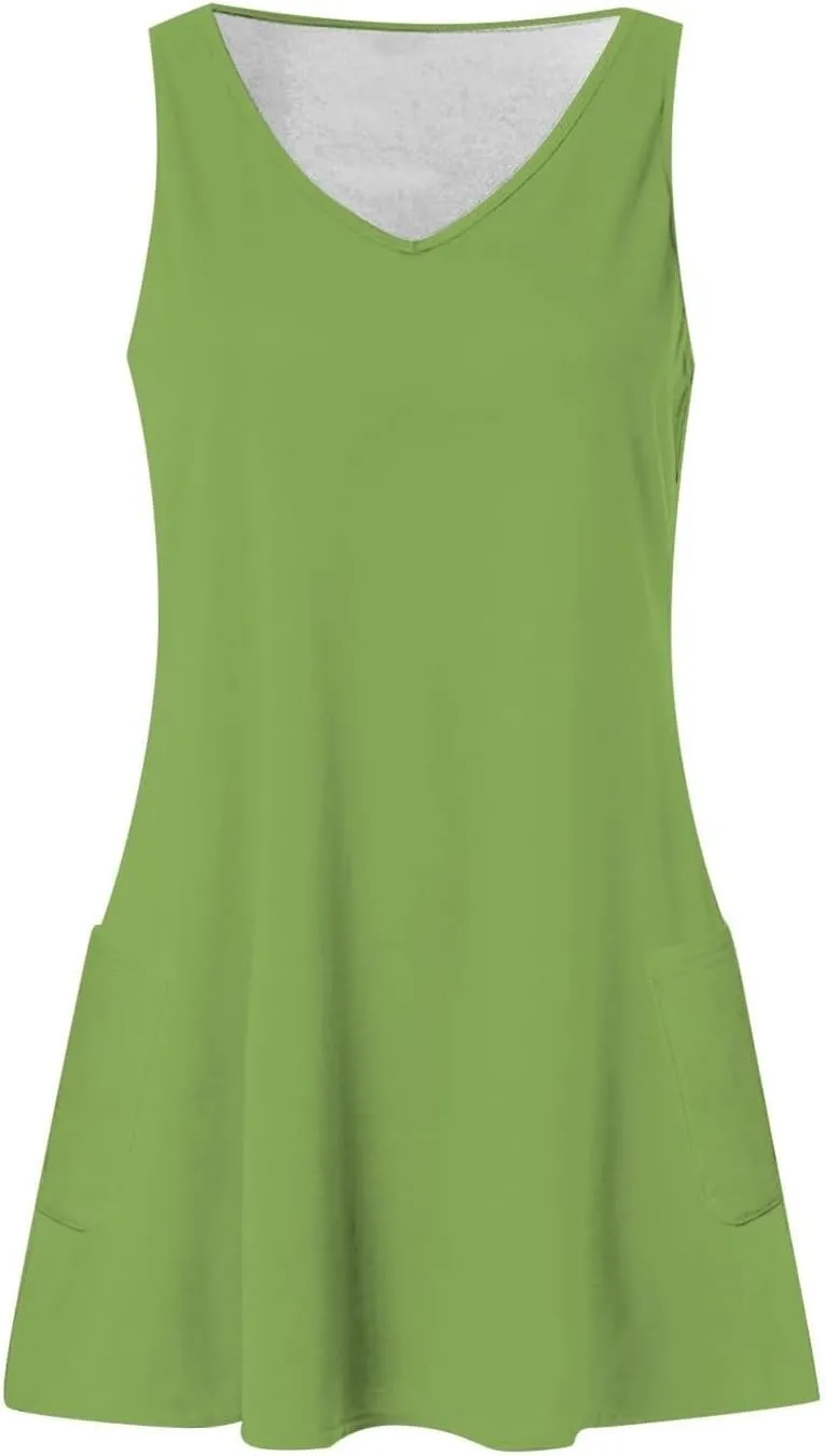 Women's Beach Dresses Loose Swimsuit Cover Ups Sleeveless Vacation Dresses Swing Mini Dress Casual Dresses