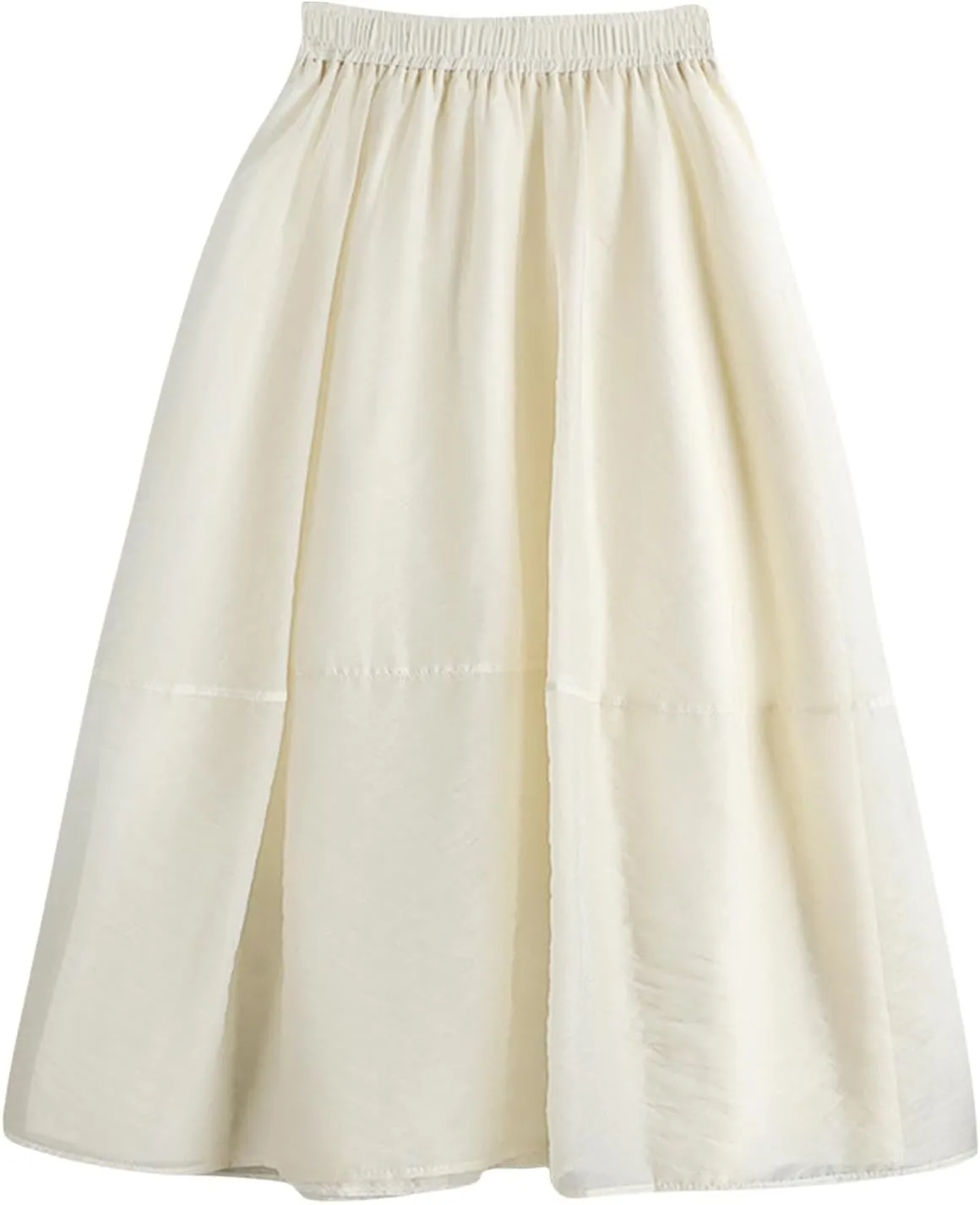 Women's Beach Skorts Summer Solid Color Elastic Waist Dance Skirts Casual Fashion Flowy Ruffle Tiered A Line Skirt