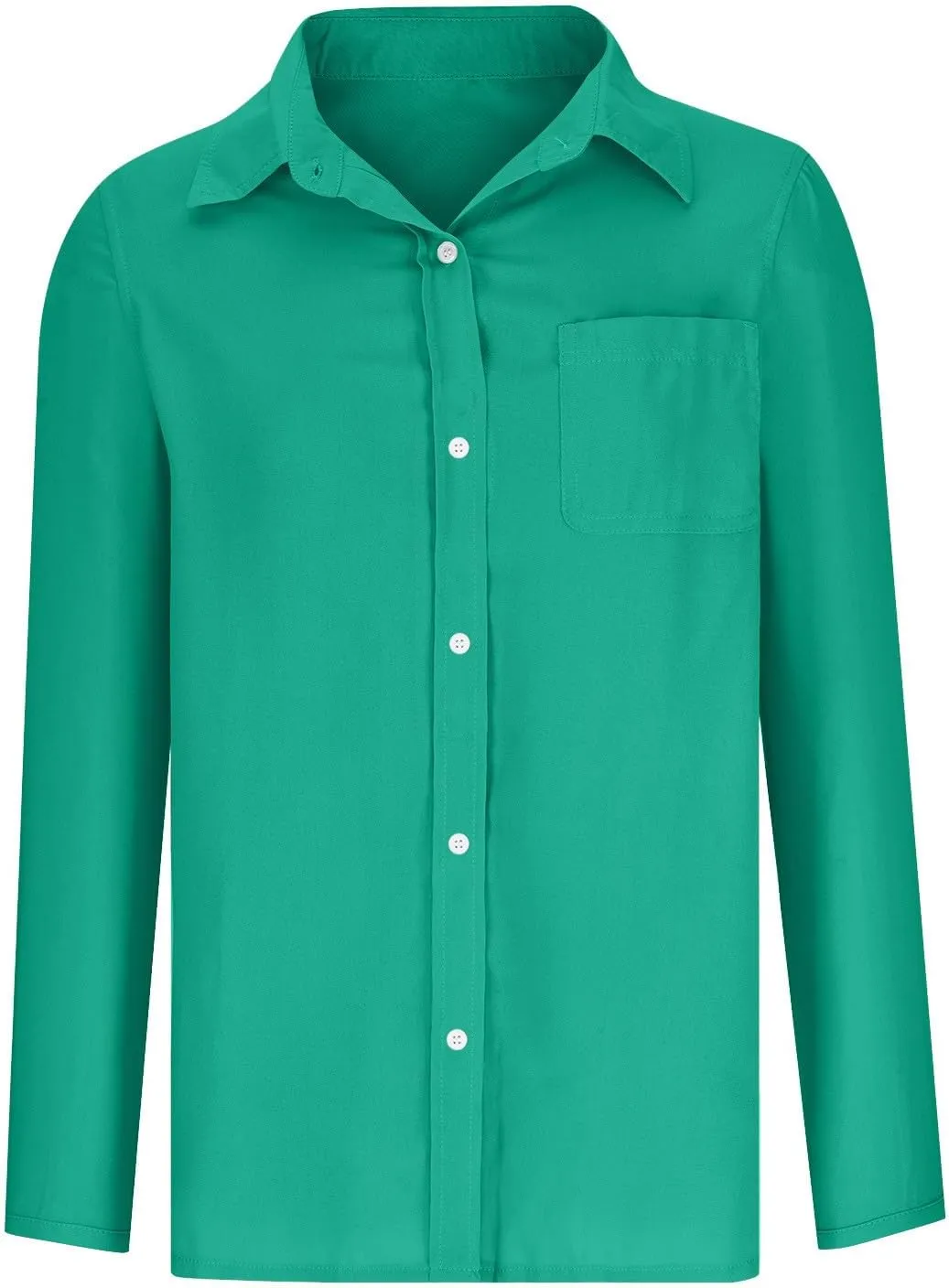 Womens Button Down Shirts Summer Long Sleeve Rolled Cotton Linen Tees Casual V Neck Collared Dressy Tops with Pocket