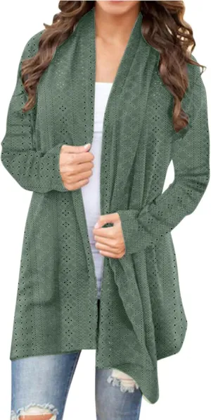 Women's Cardigan Casual Solid mid-Length Open Front Cardigan Sweaters for Women Lightweight Plus Size Outwear Tops