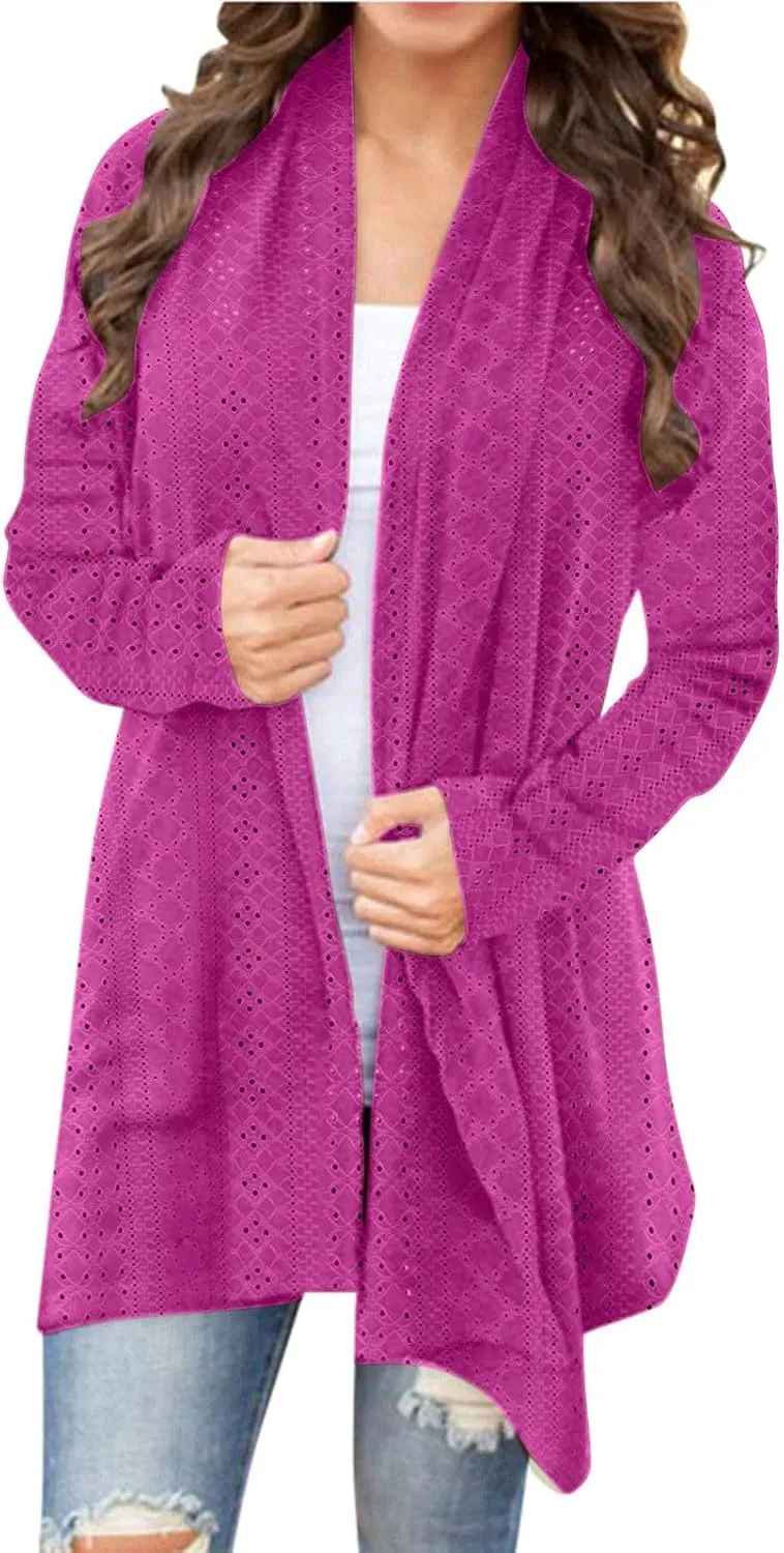 Women's Cardigan Casual Solid mid-Length Open Front Cardigan Sweaters for Women Lightweight Plus Size Outwear Tops