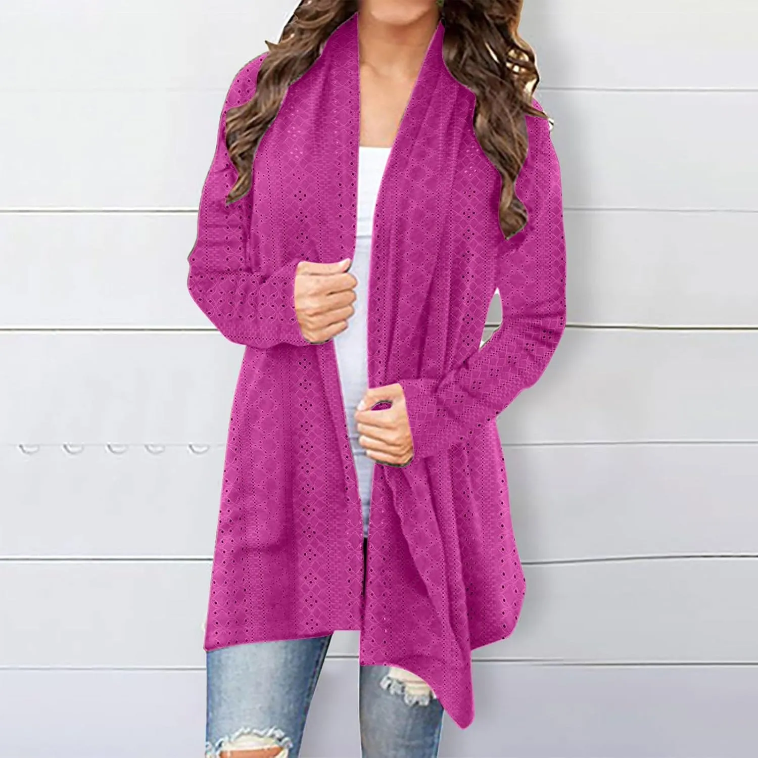 Women's Cardigan Casual Solid mid-Length Open Front Cardigan Sweaters for Women Lightweight Plus Size Outwear Tops