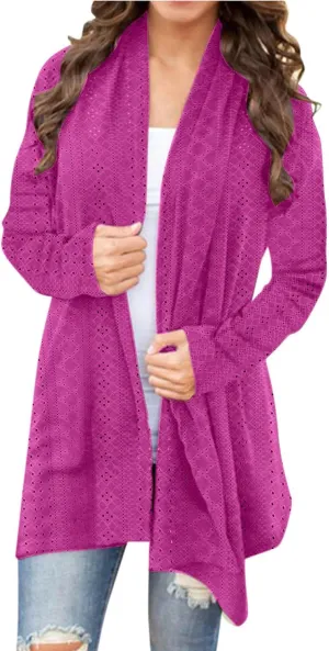 Women's Cardigan Casual Solid mid-Length Open Front Cardigan Sweaters for Women Lightweight Plus Size Outwear Tops