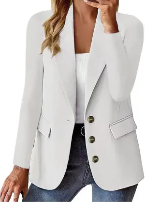 Women's Casual Oversized Blazer Long Sleeve Coat Open Front Work Office Blazer Lapel Button Jacket with Pockets