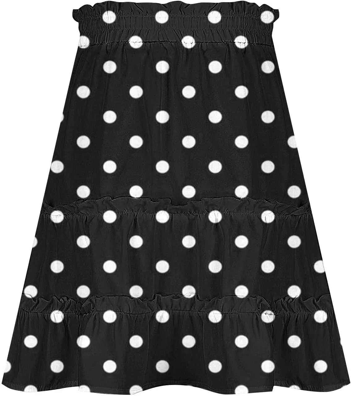 Women's Casual Summer Skirts High Waist Pleated Skirts A-Line Flowy Swing Tiered Skirt Polka Dots Beach Skirt
