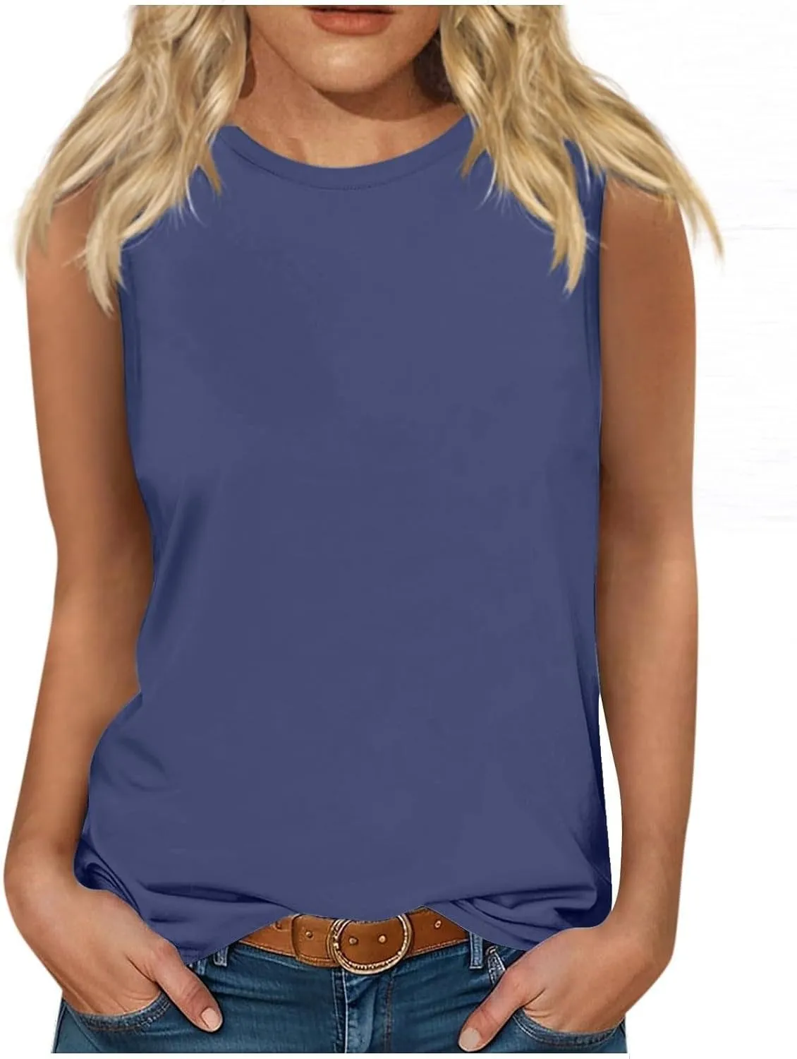 Womens Cute Tank Tops Trendy Sleeveless Oversized Tee Scoop Neck Soft Loose Casual 2025 Summer Flowy Shirts