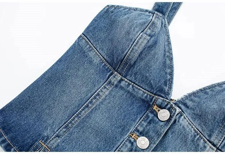 Womens Denim Crop Tops Sexy Off Shoulder Backless Slim Strappy Top Summer Bustier Denim Tank Tops