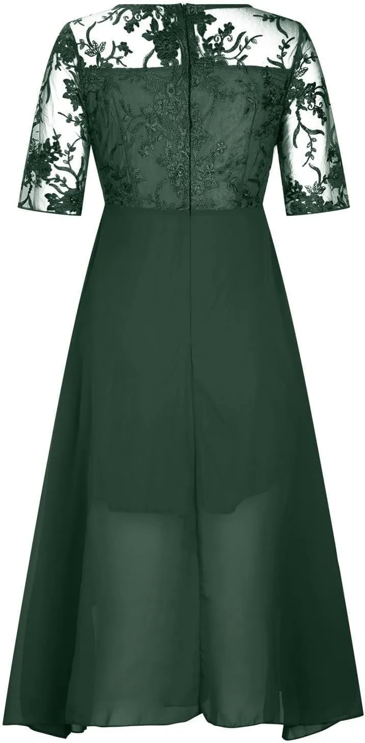Womens Dresses Sleeveless Lace High Low Homecoming Dress Cocktail Prom Dresses 2025 Formal Wedding Guest Dresses