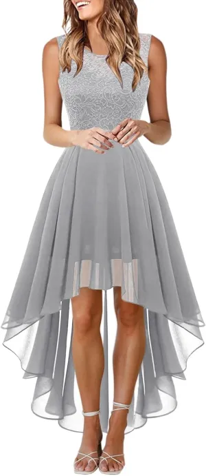 Womens Dresses Sleeveless Lace High Low Homecoming Dress Cocktail Prom Dresses 2025 Formal Wedding Guest Dresses