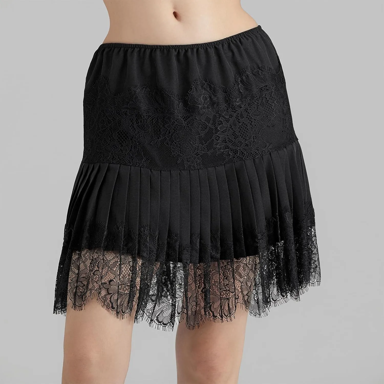 Women's Fashion Mini Skirts Mid-Rise Pleated Lace Skirts Spring Summer Casual Short Skirts