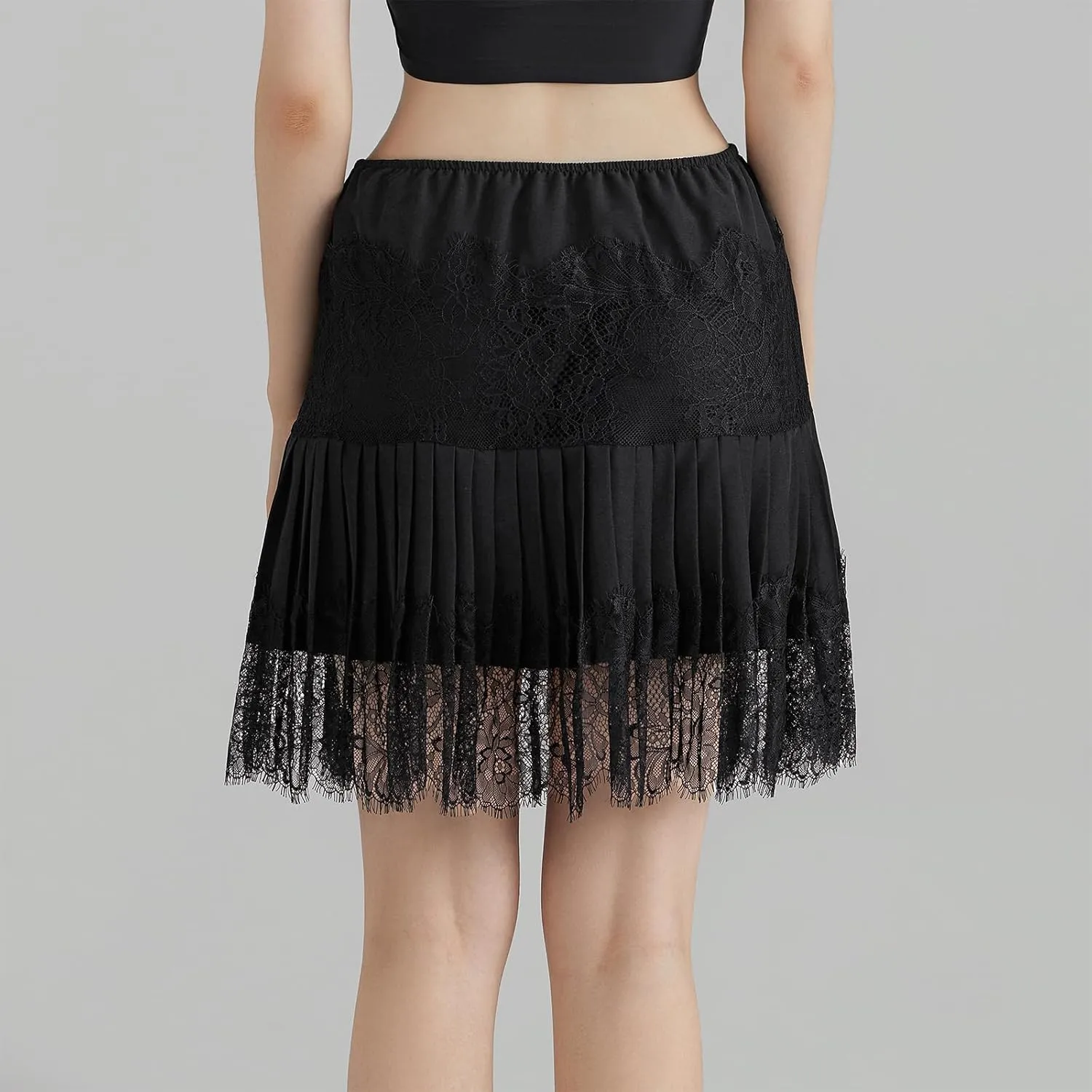 Women's Fashion Mini Skirts Mid-Rise Pleated Lace Skirts Spring Summer Casual Short Skirts