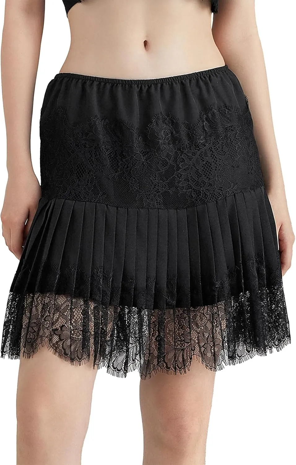 Women's Lace Mini Skirts Low Rise Pleated Lace Skirts Y2k Ruffle Slip Skirt Summer Fairy Flowy Skirts