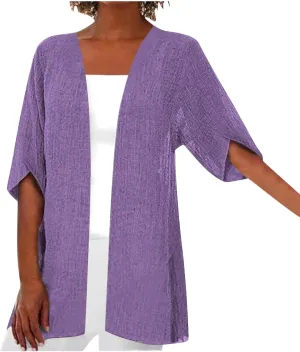 Womens Lightweight Linen Cardigan Open Front Covet Up Summer Casual Half Sleeve Plus Size Beach Sun Protection Clothes