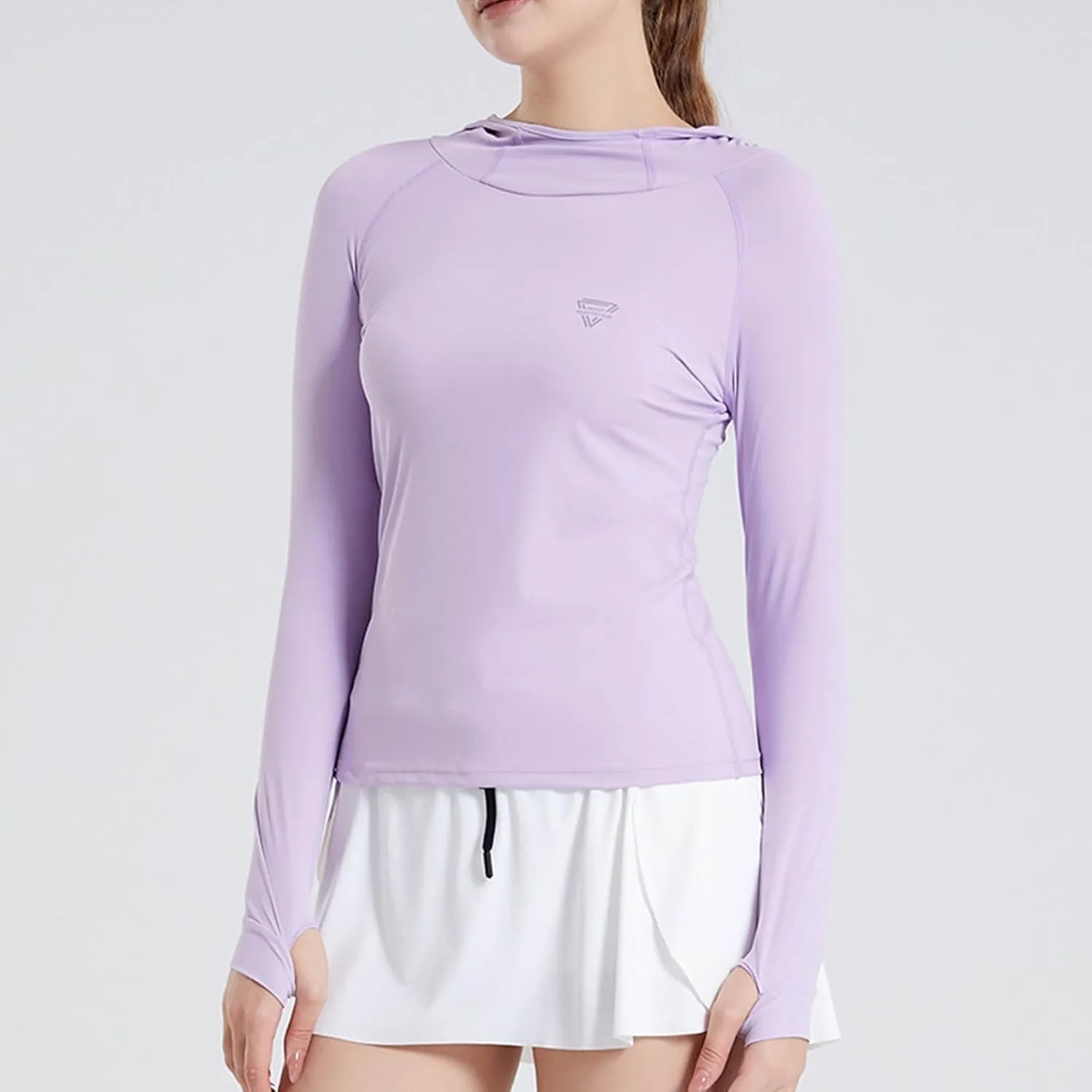 Womens Lightweight Sun Protection Hoodie Thumb Holes Long Sleeve Breathable Stretch Hiking Shirts for Running Outdoor Workout