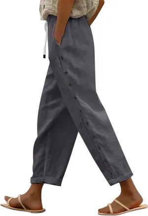 Women's Linen Pants 2024 Summer Drawstring Pants with Pockets Women Wide Leg Pants Swimsuits for Woman Pants Boho