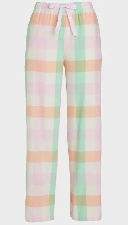 Womens Lounge Bowknot Tie Gingham Pajama Pants Preppy Plaid Sleep Pj Pants Cut Out Side Slit Aesthetic Long Pants