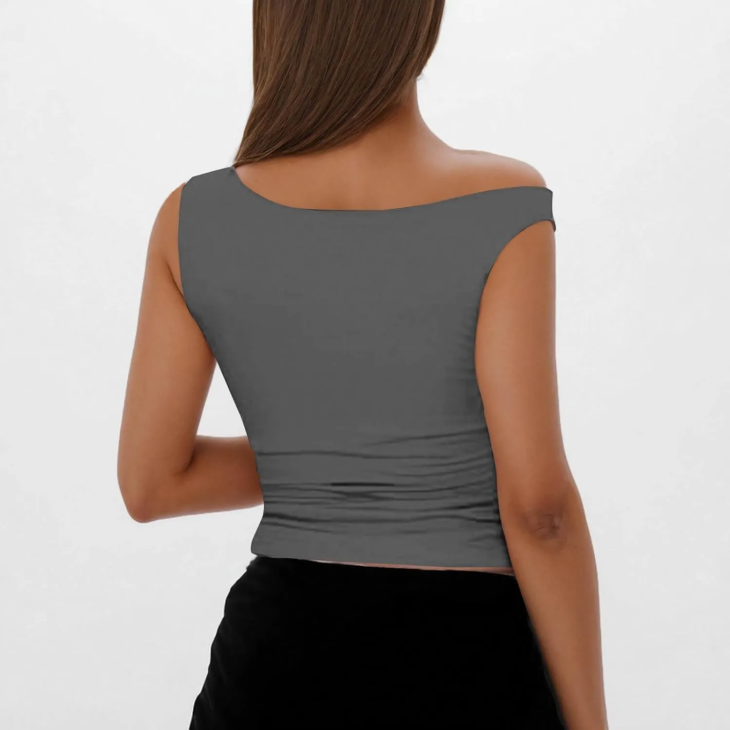 Womens Off Shoulder T-Shirts 2025 Spring Going Out Tank Tops Casual Fashion Summer Basic Sleeveless Blouse Clothes