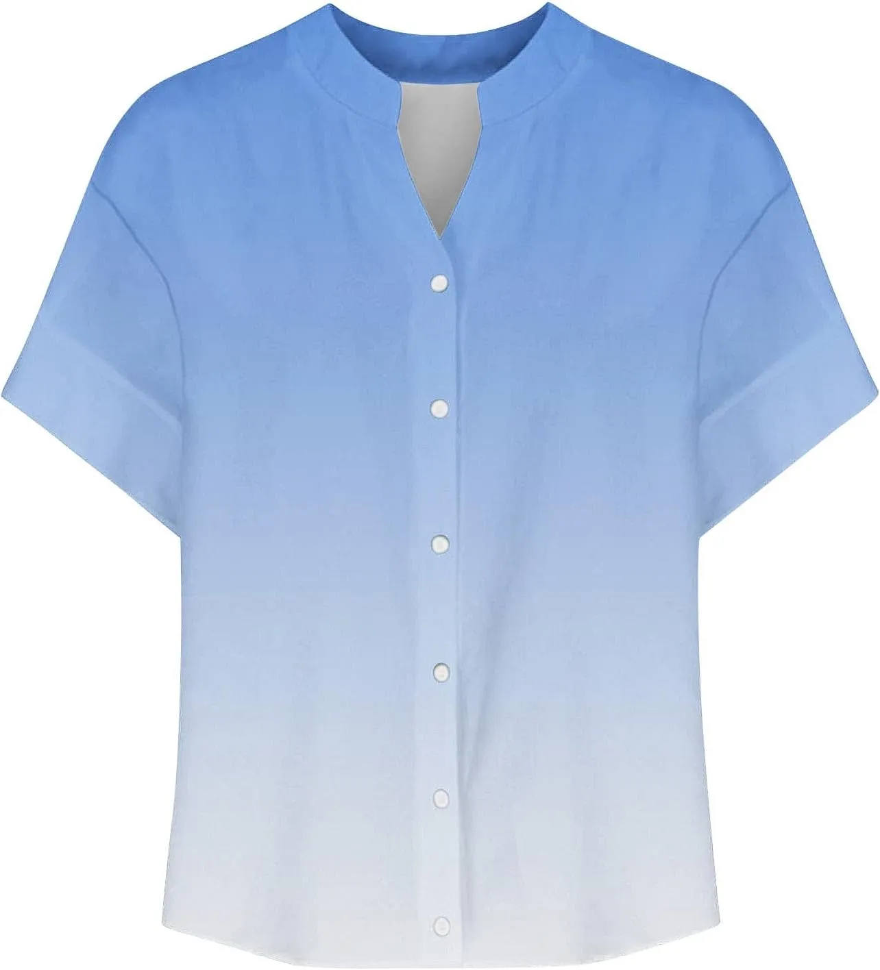 Womens Ombre Summer Shirts Gradient Color Short Sleeve Vacation Tunic Tops Oversized Tshirts V Neck Blouses Tops