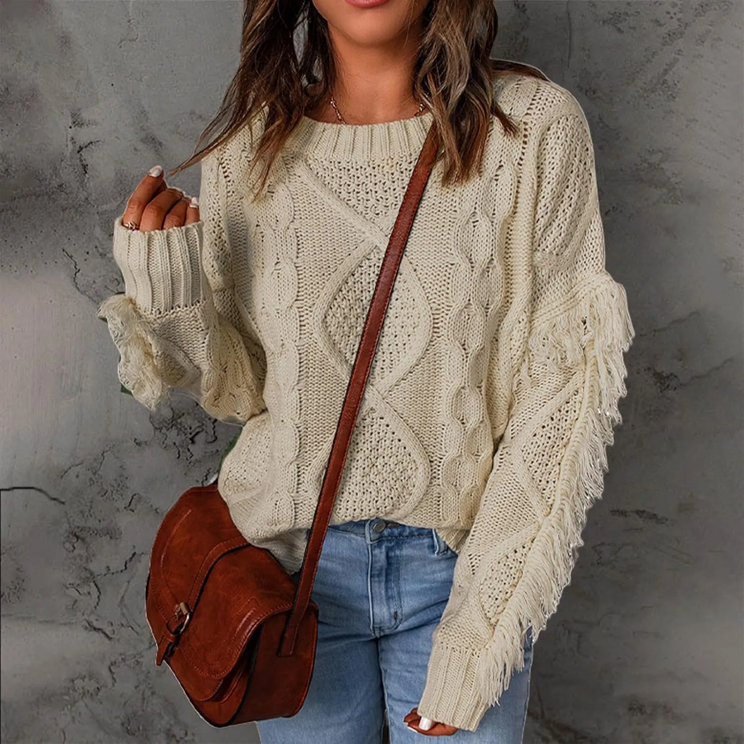 Womens Oversized Fuzzy Knit Sweater Mock Neck Comfy Loose Knitted Pullover Tops Warm Fleece Jumper Tops