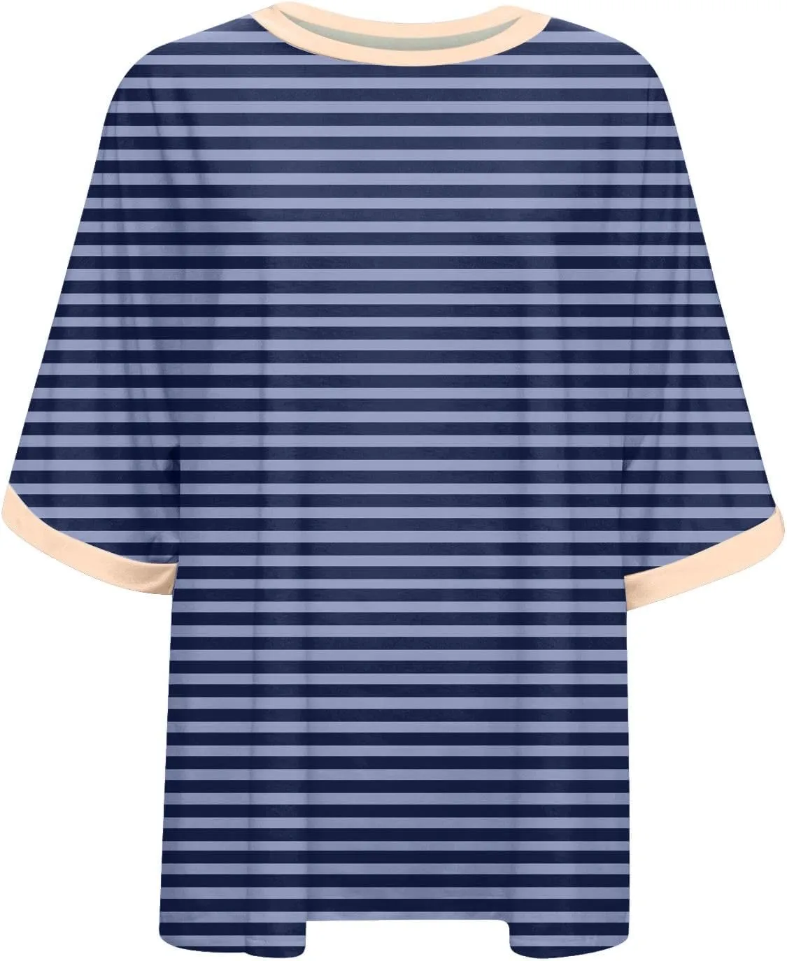 Womens Oversized T Shirts 2025 Trendy Striped Dressy Casual Crewneck Short Half Sleeve Colorblock Cute Summer Tops