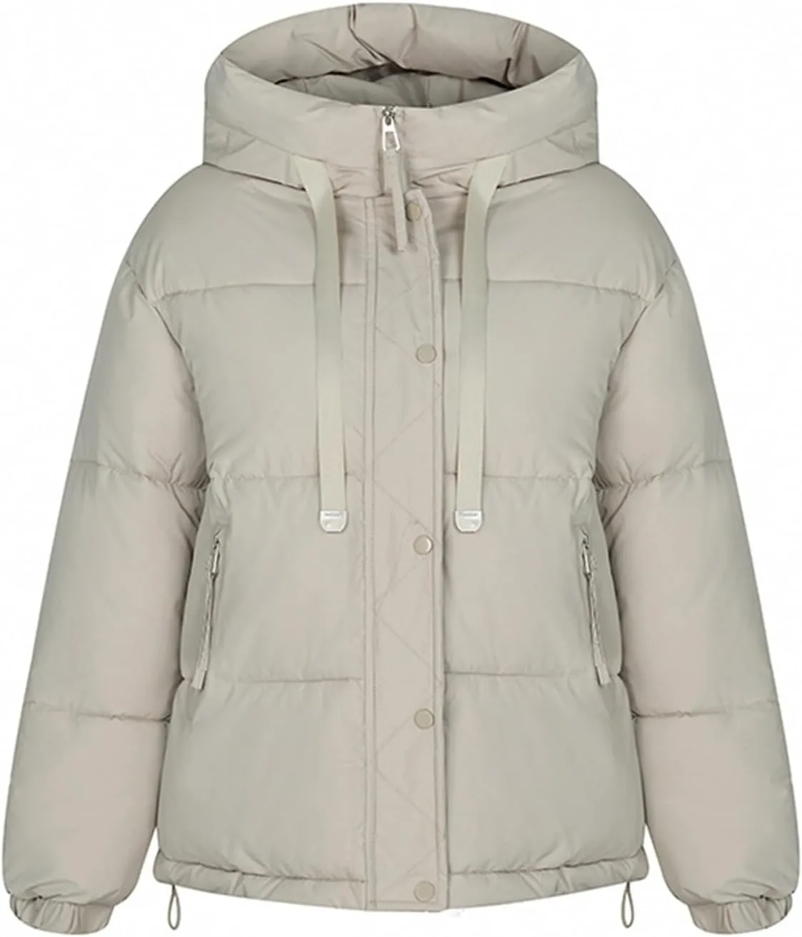 Womens Oversized Thick Down Jacket Long Sleeve Solid Color Hooded Outerwear 2024 Winter Fashion Warm Puffer Coat