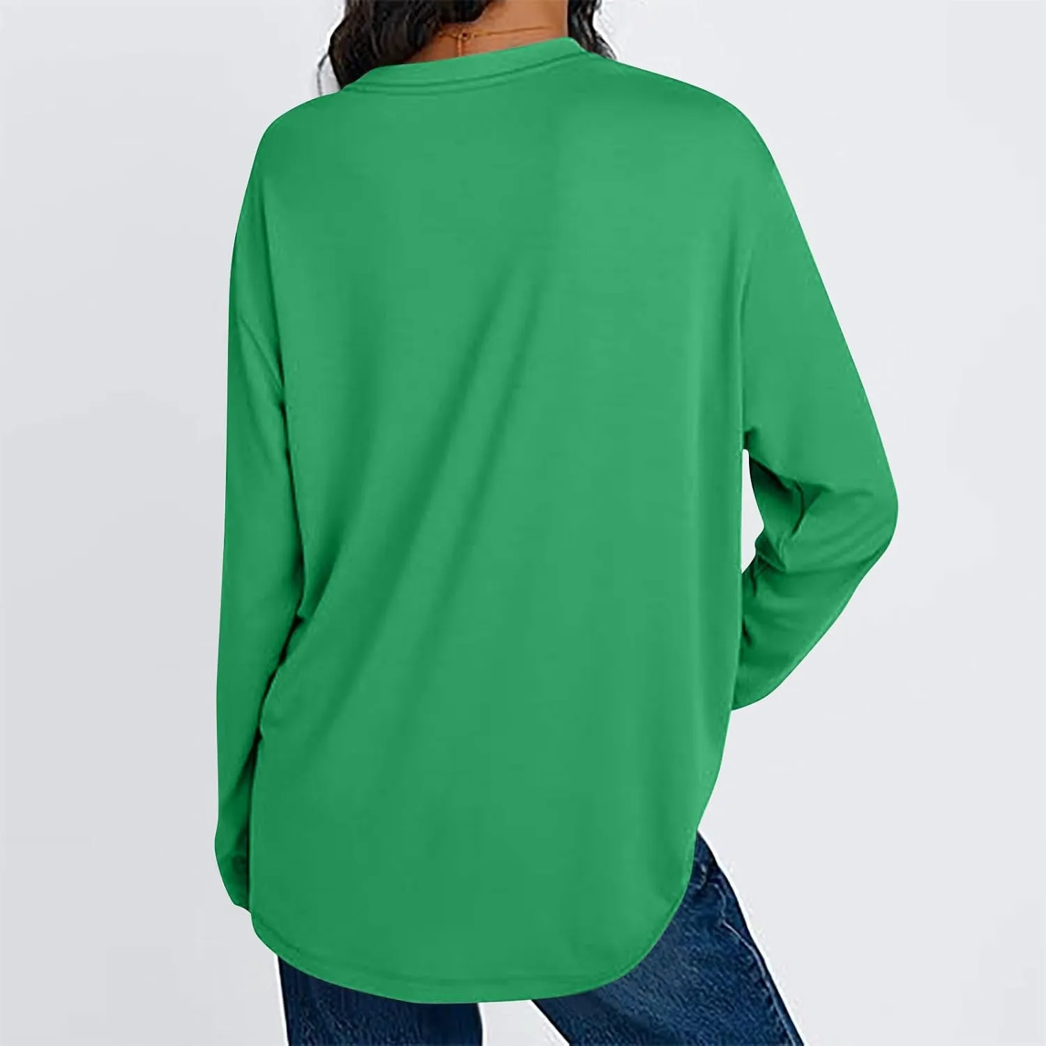 Womens Oversized Tops Long Sleeve Lightweight Shirts 2025 Spring Fashion Trendy Tops Crewneck Casual Solid Basic Tee