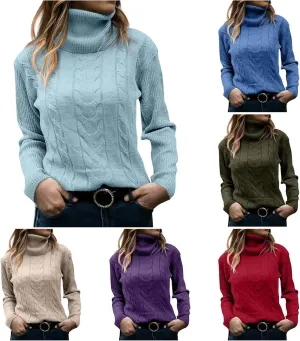 Womens Oversized Turtleneck Pullover Sweater Casual Cable Knit Long Sleeve Pullover Tops Cozy Baggy Knit Sweater Tops
