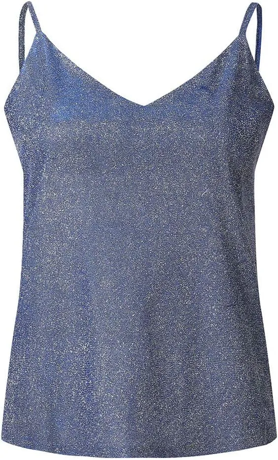 Women's Party Sequin Glitter Y2K Tank Top Rhinestone Sparkle Club Loose Fit Sleeveless Going Out Shirts Sparkly Strap