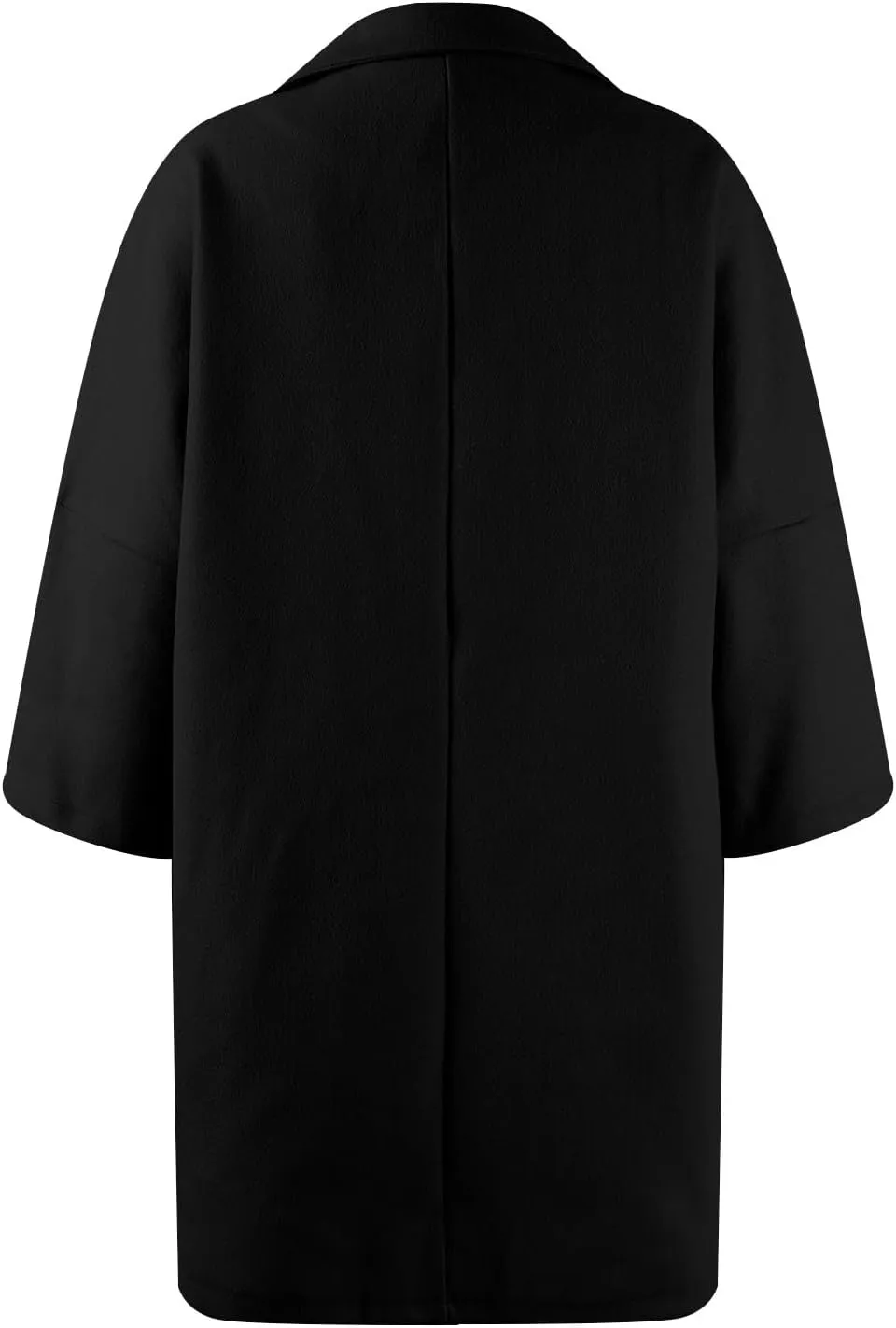 Womens Pea Coats Trendy Button 3/4 Sleeve Wool Coats Double Breasted Lapel Collar Coats with Pockets