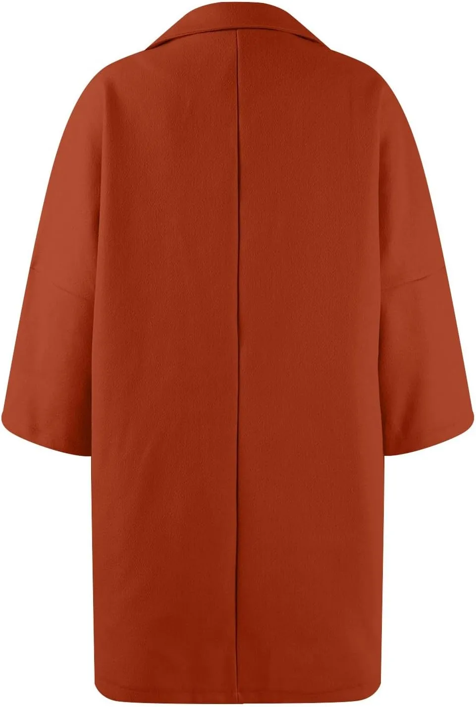 Womens Pea Coats Trendy Button 3/4 Sleeve Wool Coats Double Breasted Lapel Collar Coats with Pockets