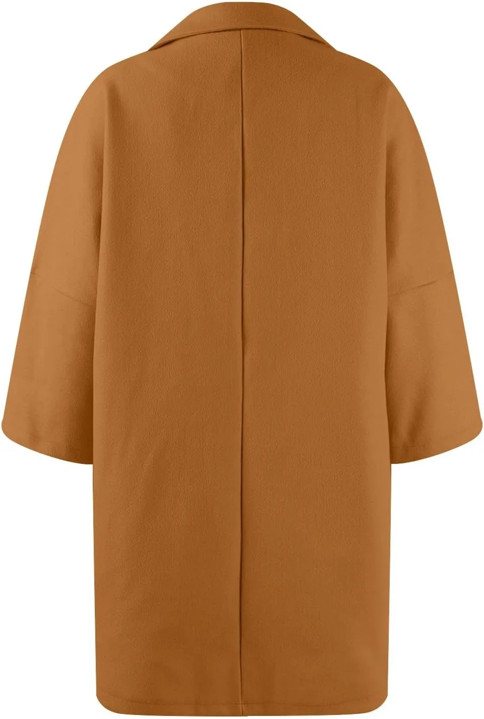 Womens Pea Coats Trendy Button 3/4 Sleeve Wool Coats Double Breasted Lapel Collar Coats with Pockets