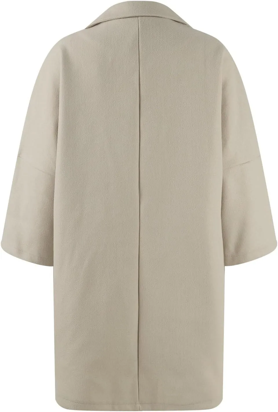 Womens Pea Coats Trendy Button 3/4 Sleeve Wool Coats Double Breasted Lapel Collar Coats with Pockets