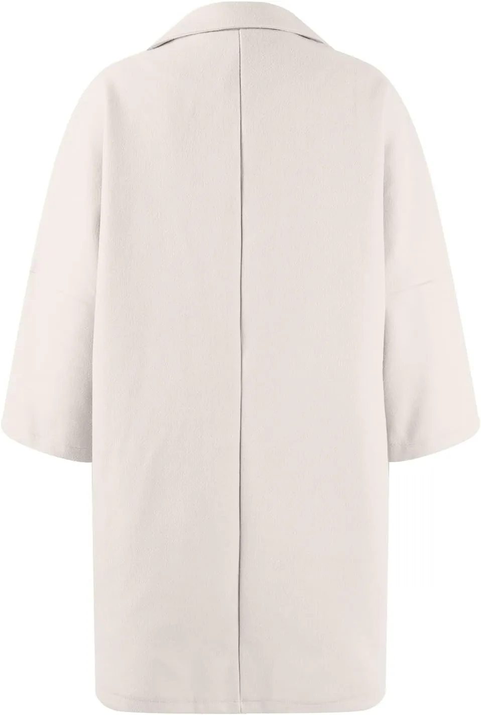 Womens Pea Coats Trendy Button 3/4 Sleeve Wool Coats Double Breasted Lapel Collar Coats with Pockets