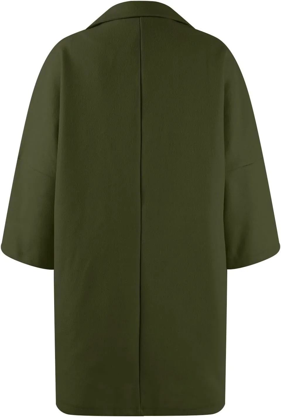 Womens Pea Coats Trendy Button 3/4 Sleeve Wool Coats Double Breasted Lapel Collar Coats with Pockets