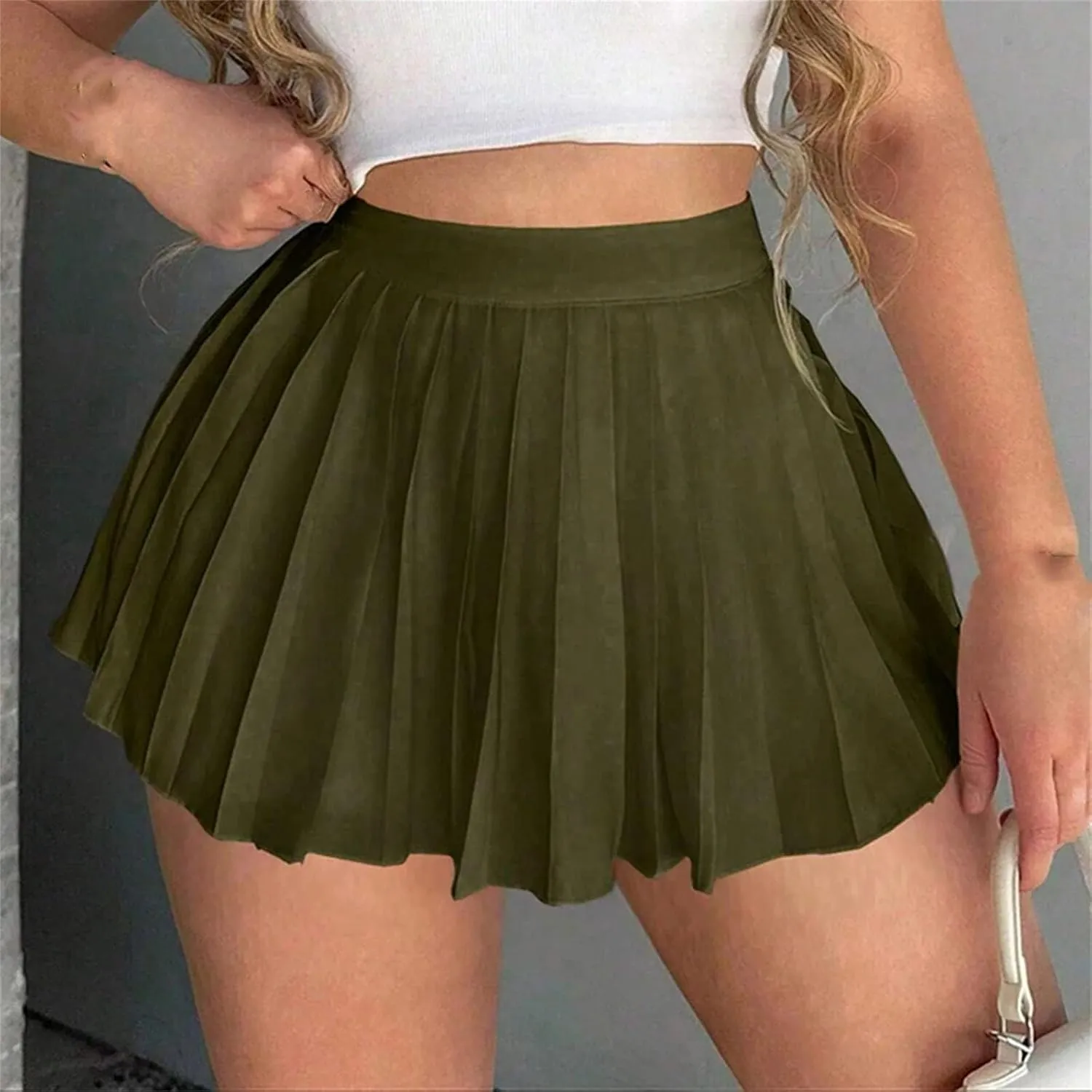 Women's Pleated Mini Skirts Summer High Waist Basic Casual Skirts