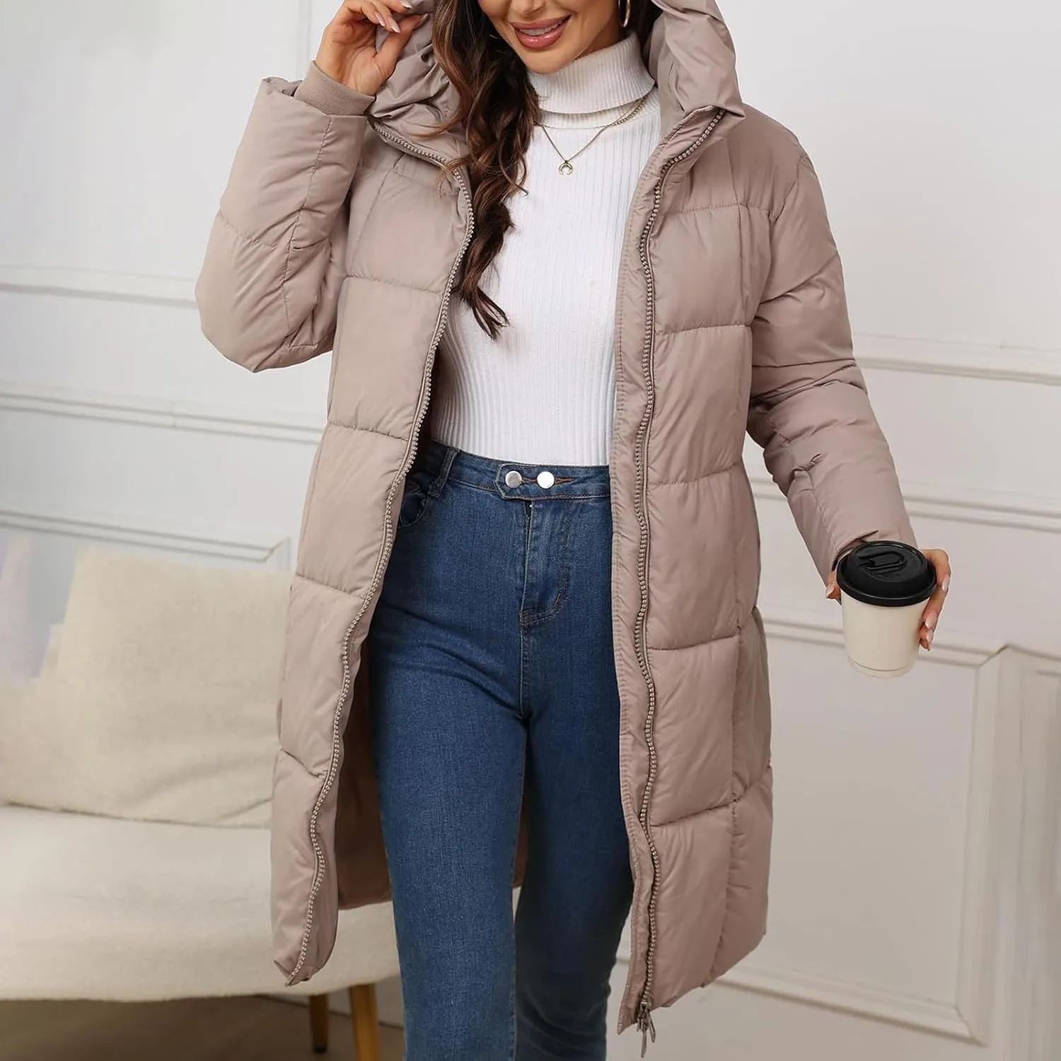 Women's Puffer Parka Jacket Quilted Outerwear Outerwear Jackets Winter Warm Hooded Snow Coats