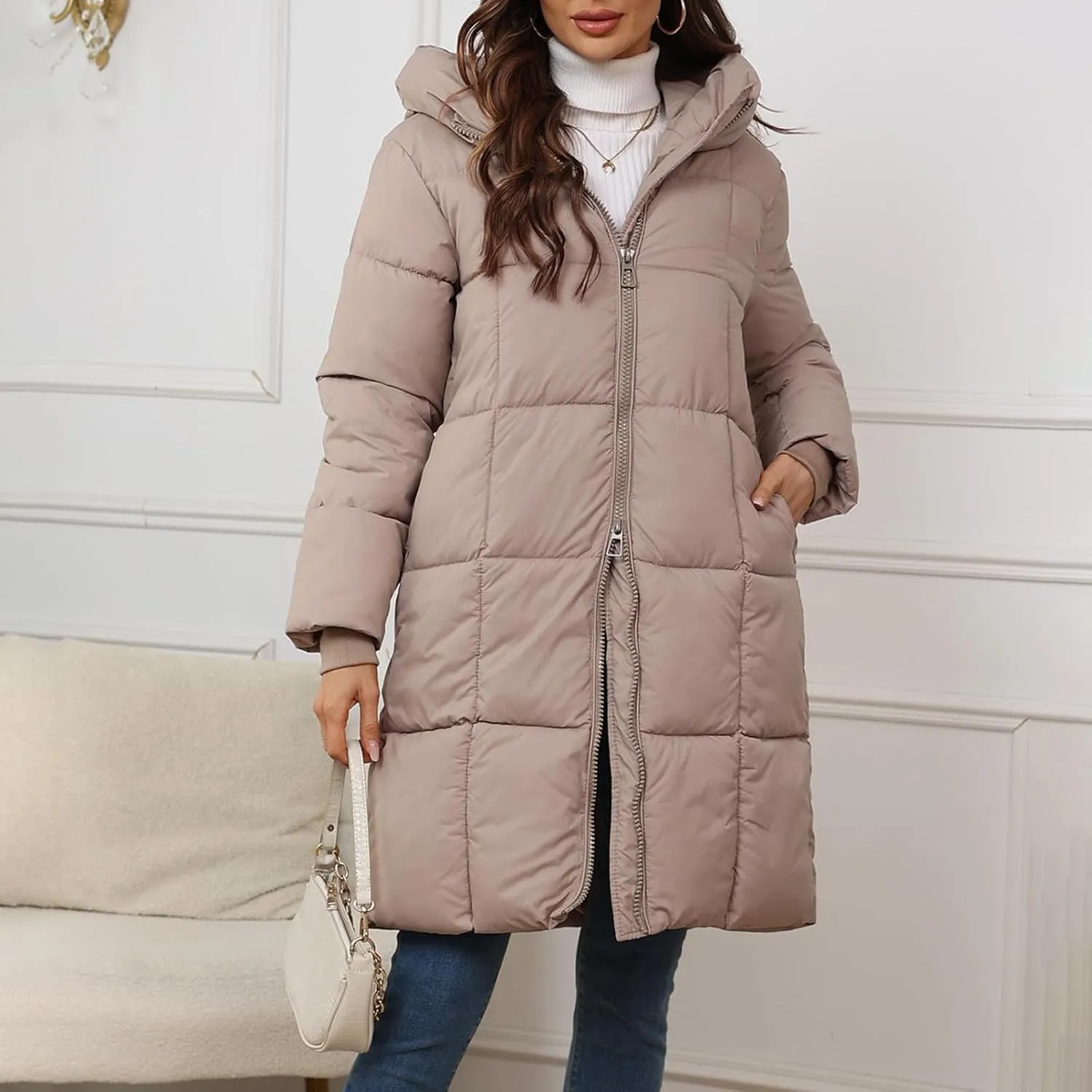 Women's Puffer Parka Jacket Quilted Outerwear Outerwear Jackets Winter Warm Hooded Snow Coats