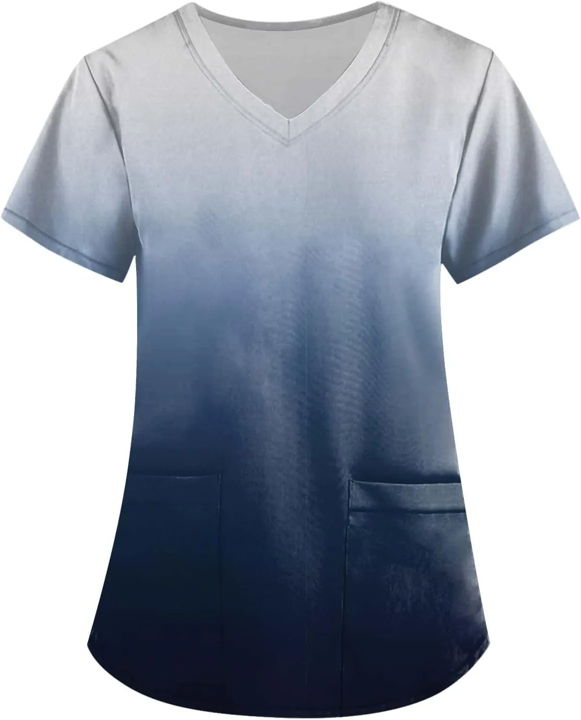 Womens Scrub Tops Print V Neck Short Sleeve Nurse Tops Casual Medical Work Uniform With Pockets