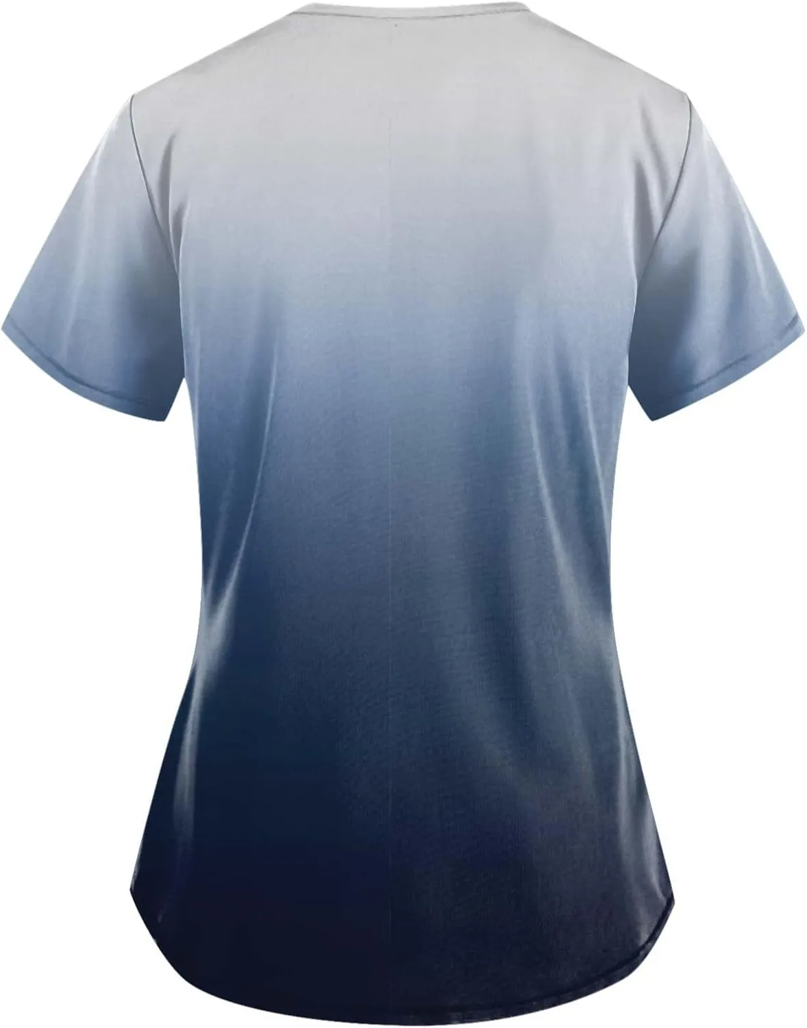 Womens Scrub Tops Print V Neck Short Sleeve Nurse Tops Casual Medical Work Uniform With Pockets