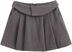 Womens Short Skirts - Pleated Skirt Women Mini Skirts Woman Fashion High Waist Skirts for Women Streetwear Pocket