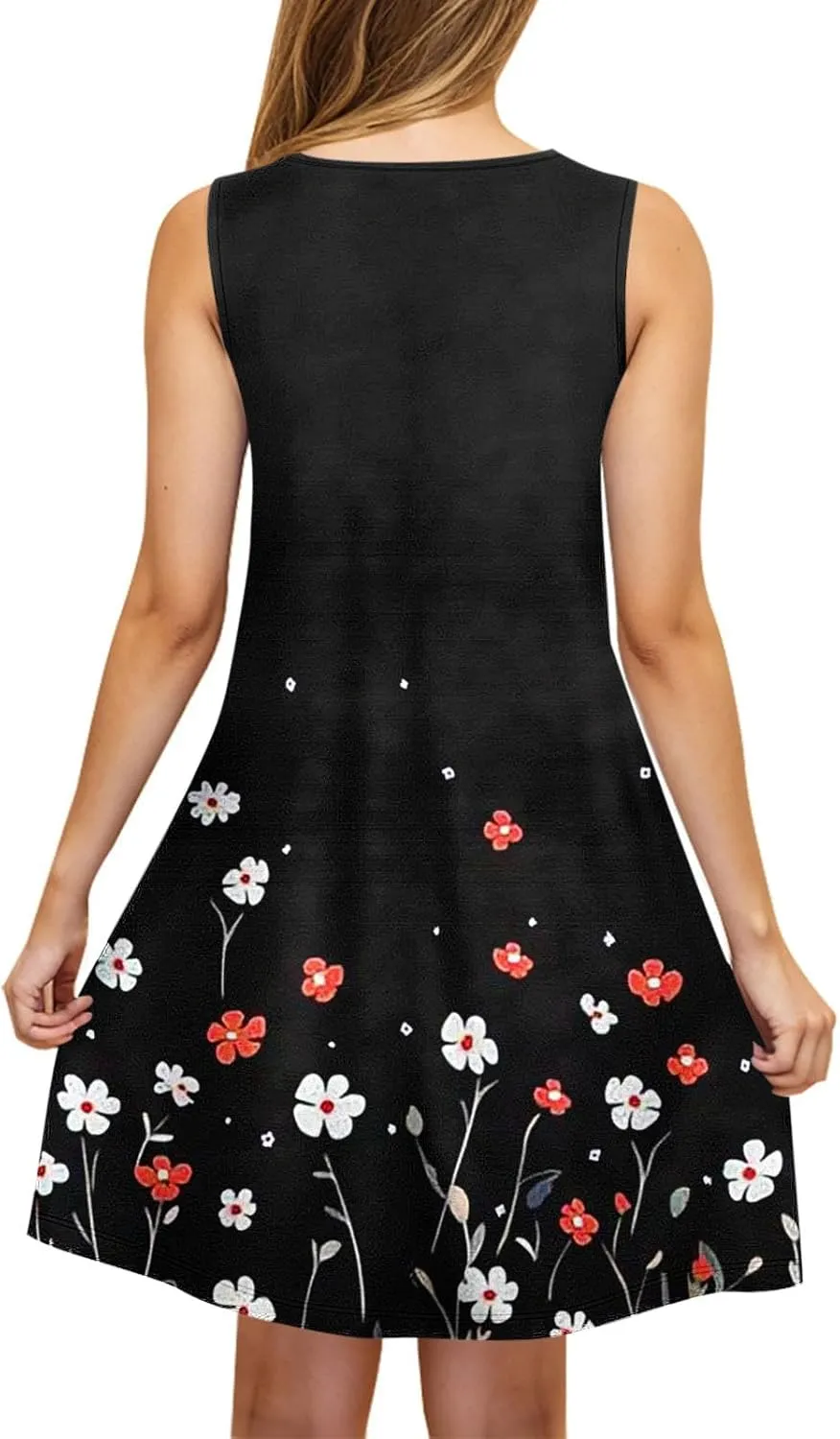 Womens Sleeveless Beach Dresses Loose Swimsuit Cover Ups Vacation Dresses Floral Flowy Mini Dress Trendy Dresses