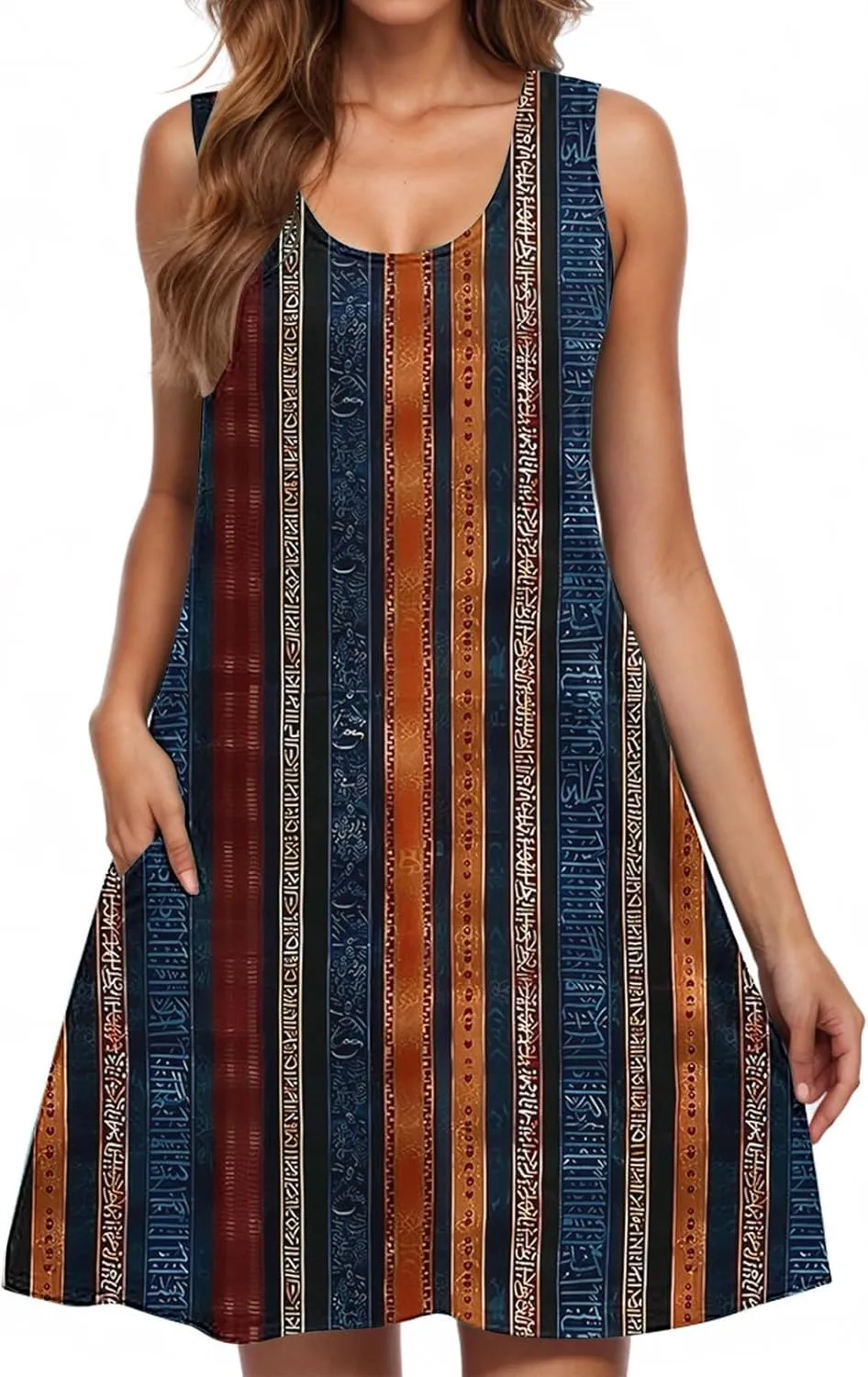 Womens Sleeveless Beach Dresses Trendy Swimsuit Cover Ups Vacation Dresses Floral Swing Mini Dress Flowy Dresses