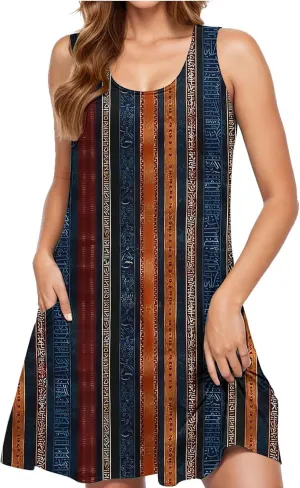 Womens Sleeveless Beach Dresses Trendy Swimsuit Cover Ups Vacation Dresses Floral Swing Mini Dress Flowy Dresses