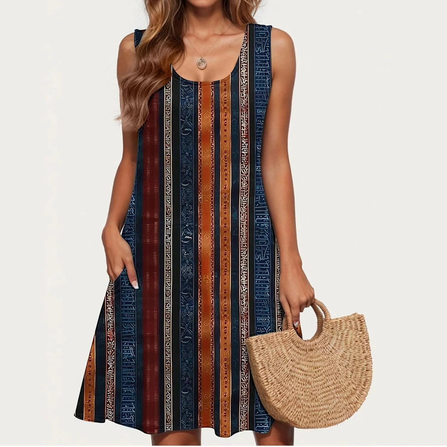Womens Sleeveless Beach Dresses Trendy Swimsuit Cover Ups Vacation Dresses Floral Swing Mini Dress Flowy Dresses